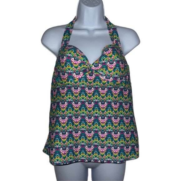 Collections by Catalina Womens Tankini Top Swimsuit L 12 14 Wired Padded Bra - Picture 1 of 10
